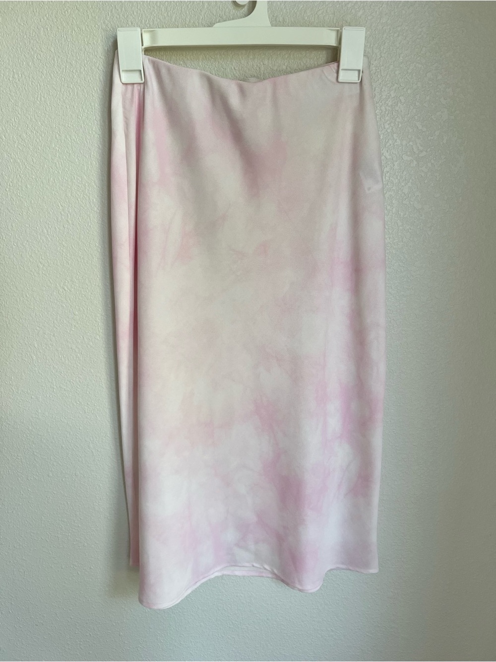 a new day Pastel Pink Tie-Dye Midi Skirt
